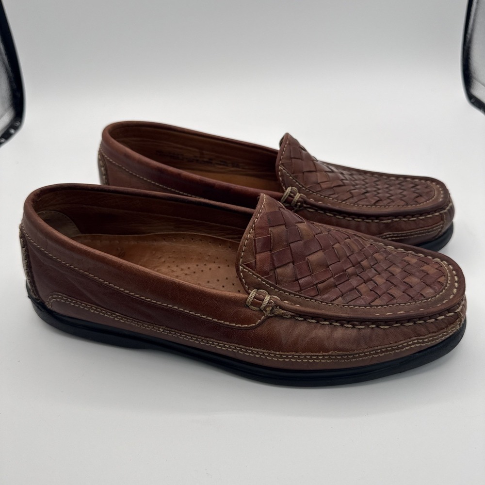 Mens DOCKERS Woven Leather Comfort Slip On Loafers Dress Shoes Size 9 M  90-7322